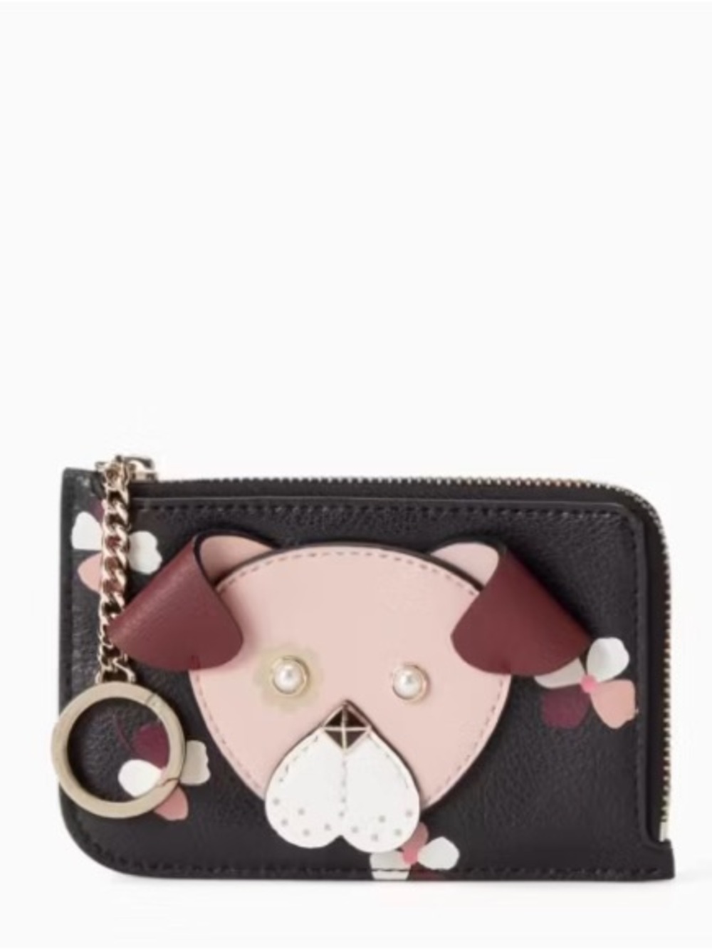 Kate Spade Floral Pup Medium L Zip Card Holder